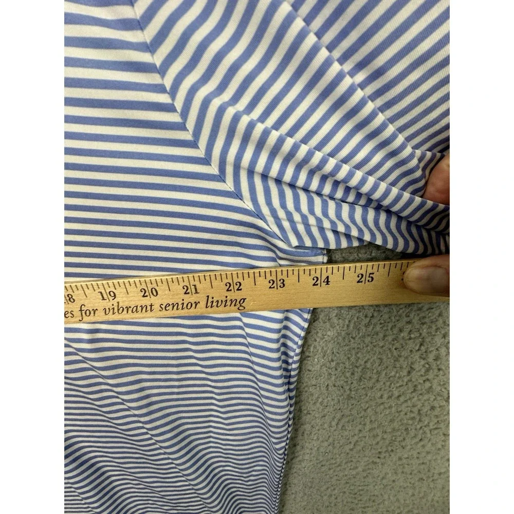 RLX Ralph Lauren Polo Golf Shirt Men Large Blue White Striped Performance Golfer